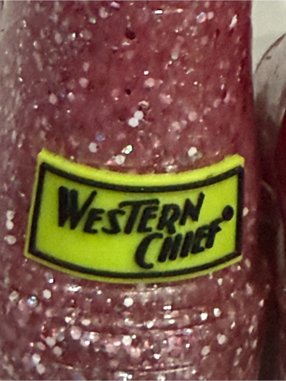 Western Chief Glitter Pink Girls Rain Boots with Pull Handles Size 6